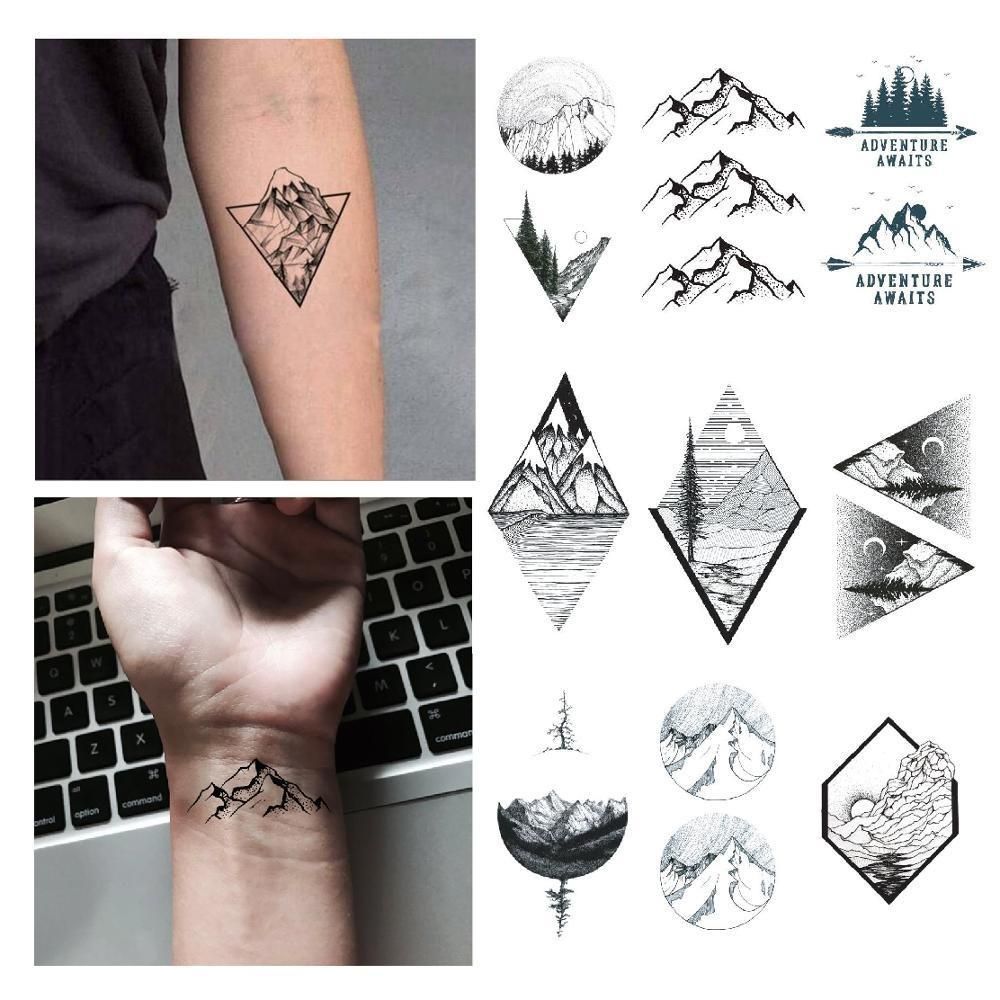 Mountain Tattoo Sticker Waterproof Temporary Fake Tattoo Stickers Mountain  Design Body Art Make Up Tools For Girl Women SH190724