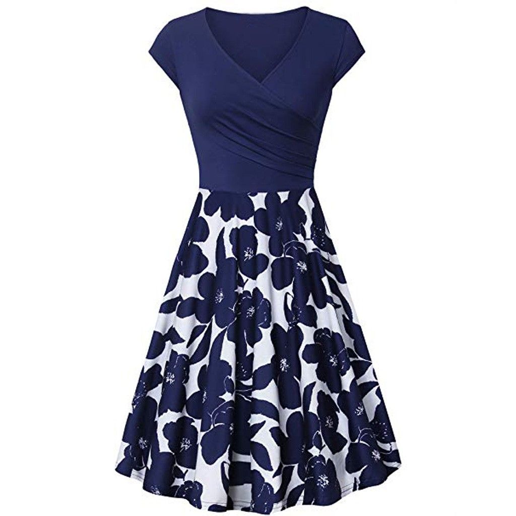 Compre Vestido De Verano De Las Mujeres Elegantes Vestidos Cruzados De  Manga Corta Vintage Elegante Acampanado A Line Vestidos Azules Fiesta Noche Vestido  Vestidos NUEVO A 6,93 € Del Uinfashion | Es.Dhgate.Com
