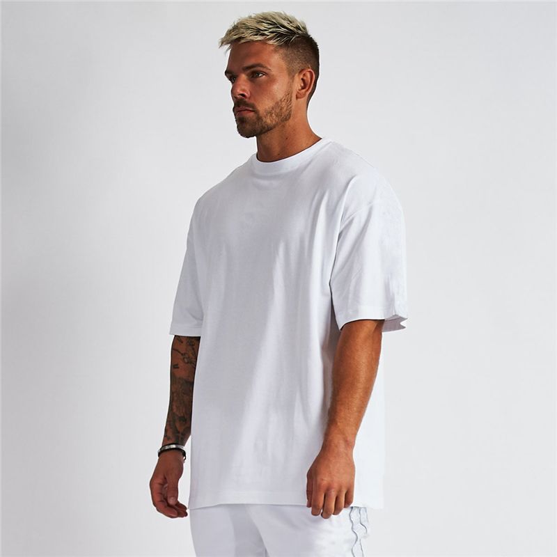 Plain Oversized T Shirt Men Gym Bodybuilding And Fitness Loose Casual ...