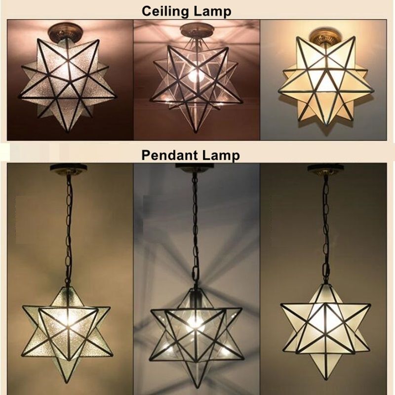 Loft Vintage Ceiling Lamp Light Shooting Star Tiffany Glass