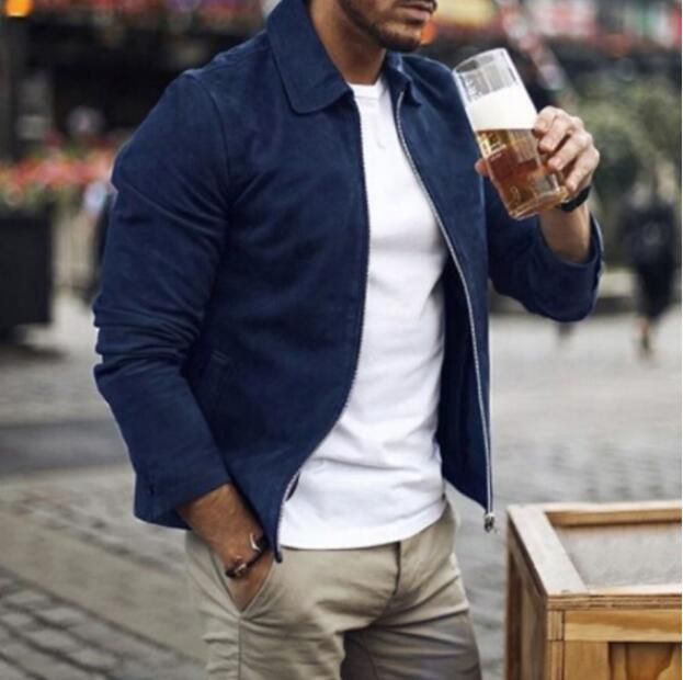 chaqueta azul hombre