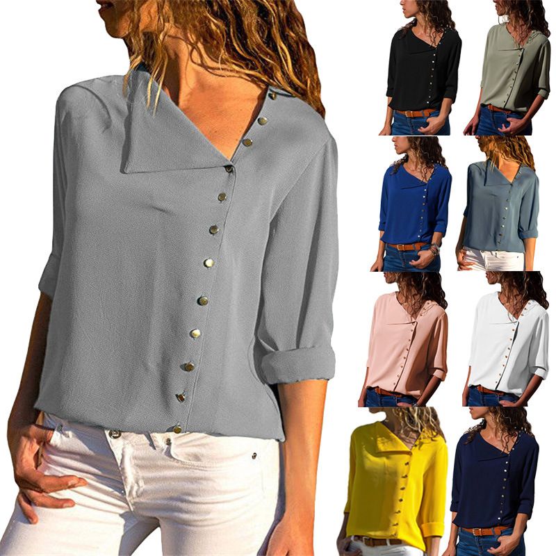 Blusa Suelta Con Cuello Oblicuo Y Estampado Floral Para Muje Blusa Suelta Con Cuello Oblicuo Y Estampado Floral Para Muje