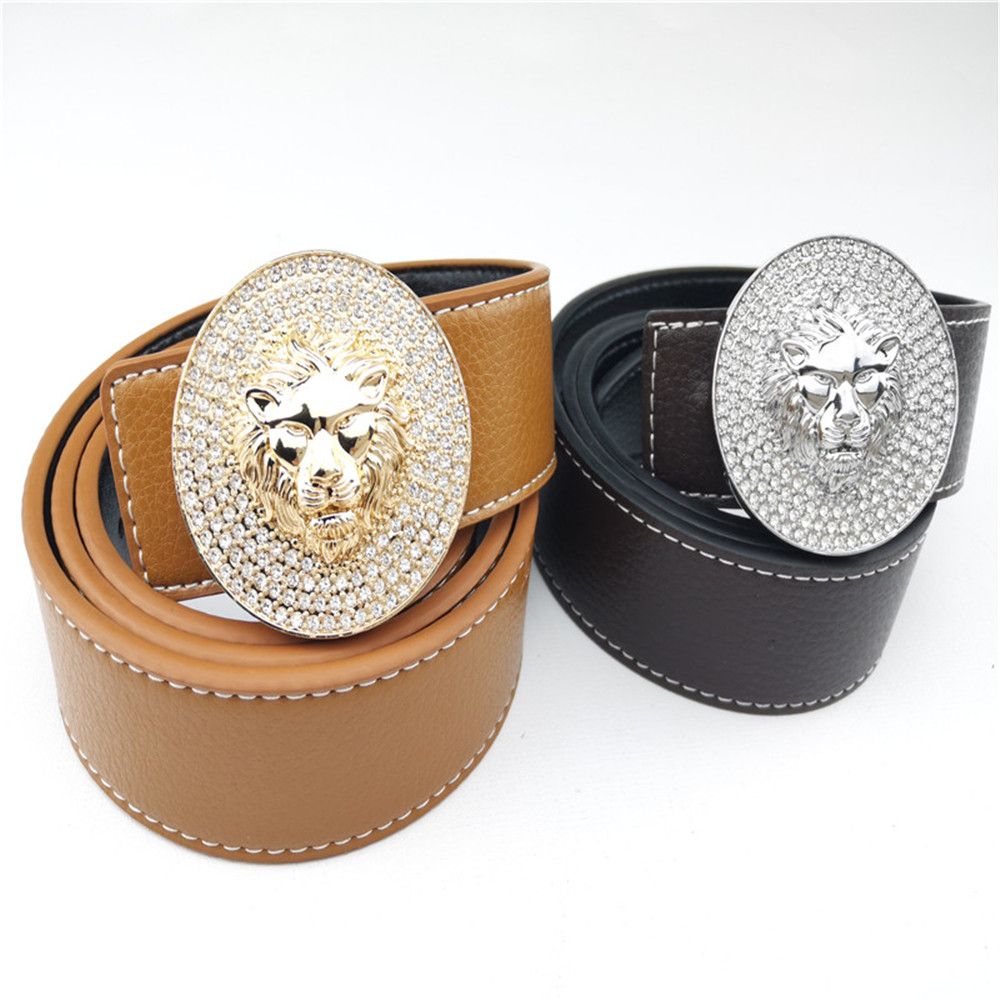 Brand Belt Diamond With Lion Buckle Belt For Men And Women Designer