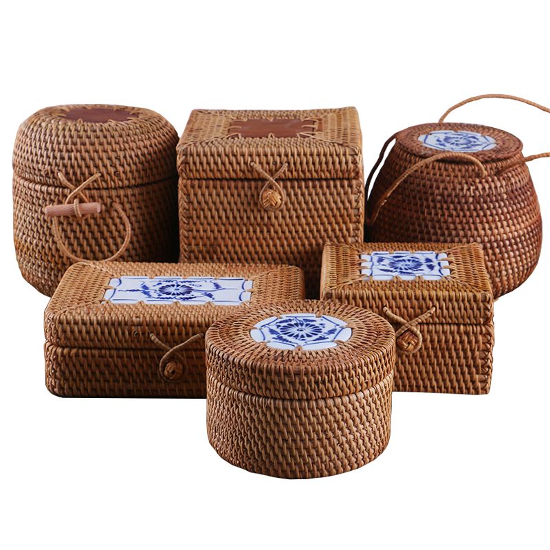rattan storage box with lid