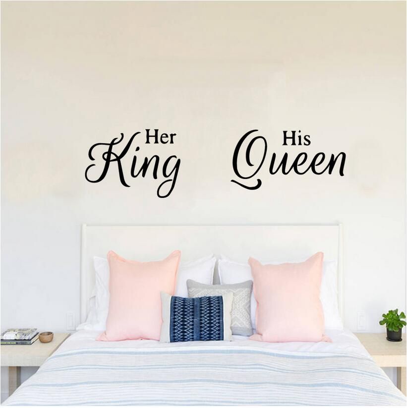 Quotes King And Queen Vinyl Wall Sticker Decor For Bedroom