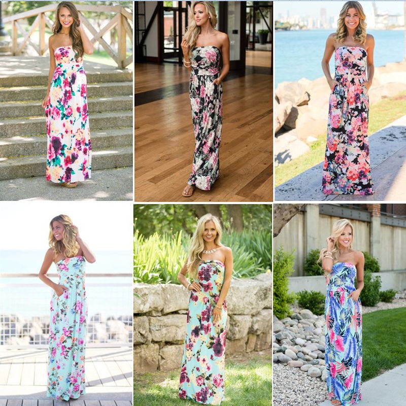 ladies strapless summer dresses