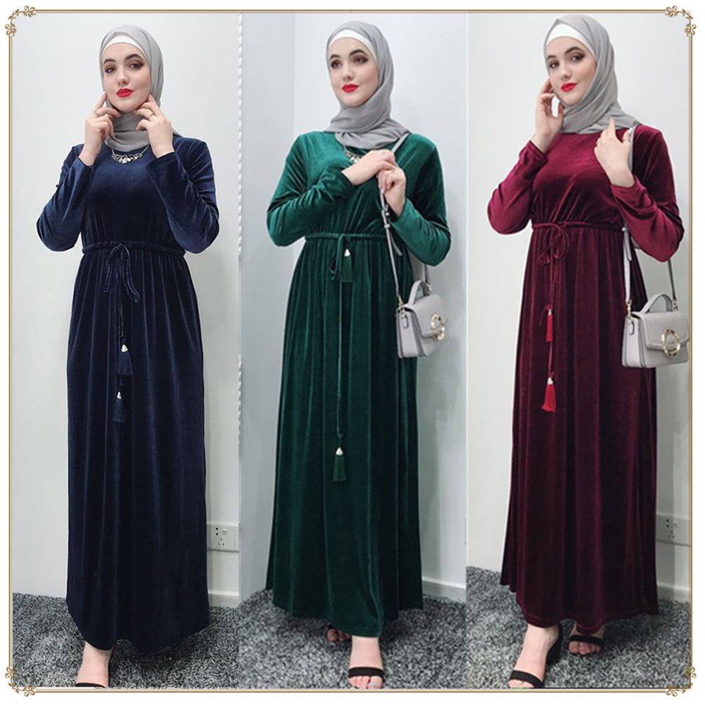 2020 2019 New Women Muslim Hijab Dress Velvet Abaya Moroccan Dubai Turkey Kaftan Islamic Clothing Bangladesh Caftan Bandage Robe From Houmian 43 93 Dhgate Com