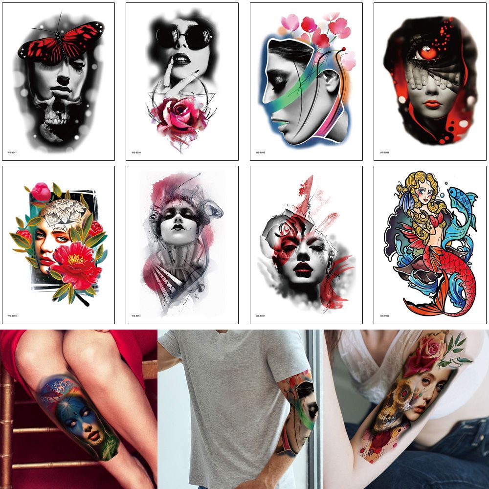 Arte corporal tatuagem e pintura Mulher Sexy Do Tatuagem 3d Watercolored Desenho Temporaria Design Menina Realistic Arte Corporal Adesivo Flor Braco Colorido Pintura Impermeavel Tattoo Novo De Homimly 4 74 Pt Dhgate Com