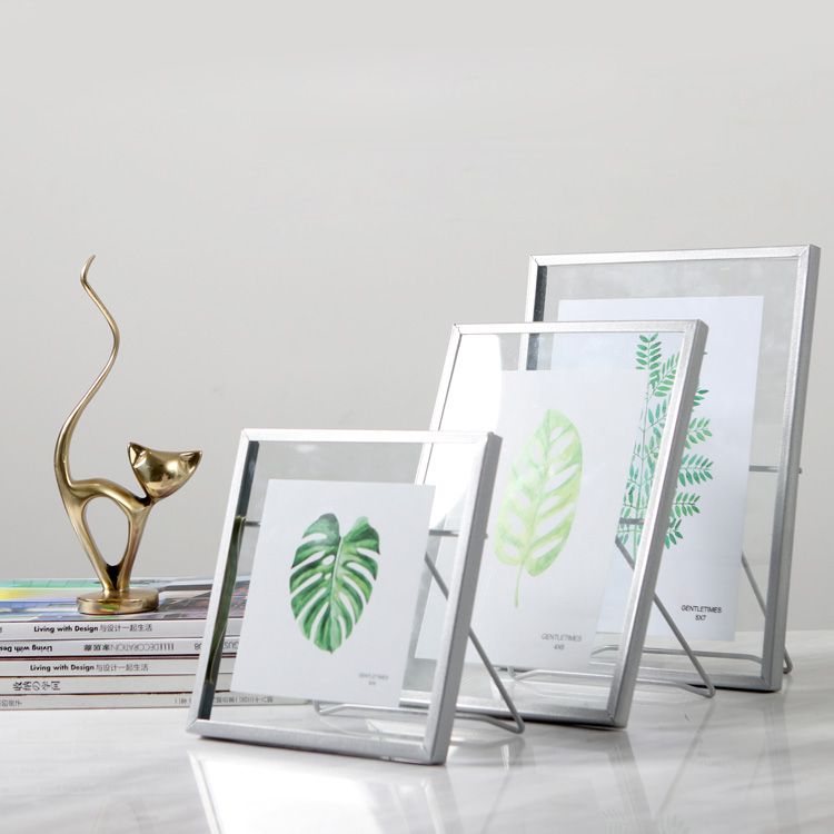 2019 Pressed Glass Floating Picture Frame Nordic Metal Wire Photo Pressed Glass Floating Picture Frame Nordic Metal Wire Photo With Cute Cat Easel Stand Gold Silver Black 4x4 4x6 4x7
