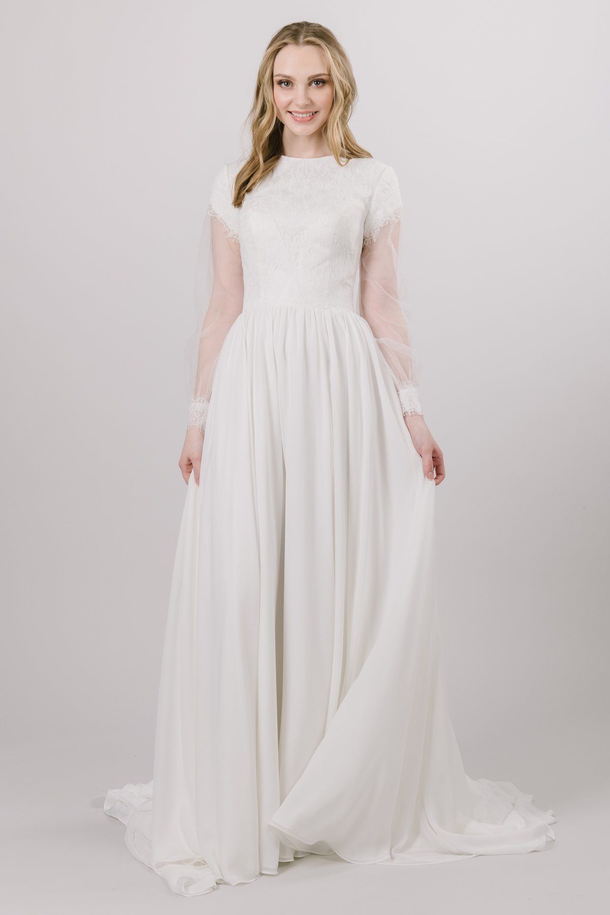 Discount 2020 Simple Elegant Lace Chiffon Modest Wedding