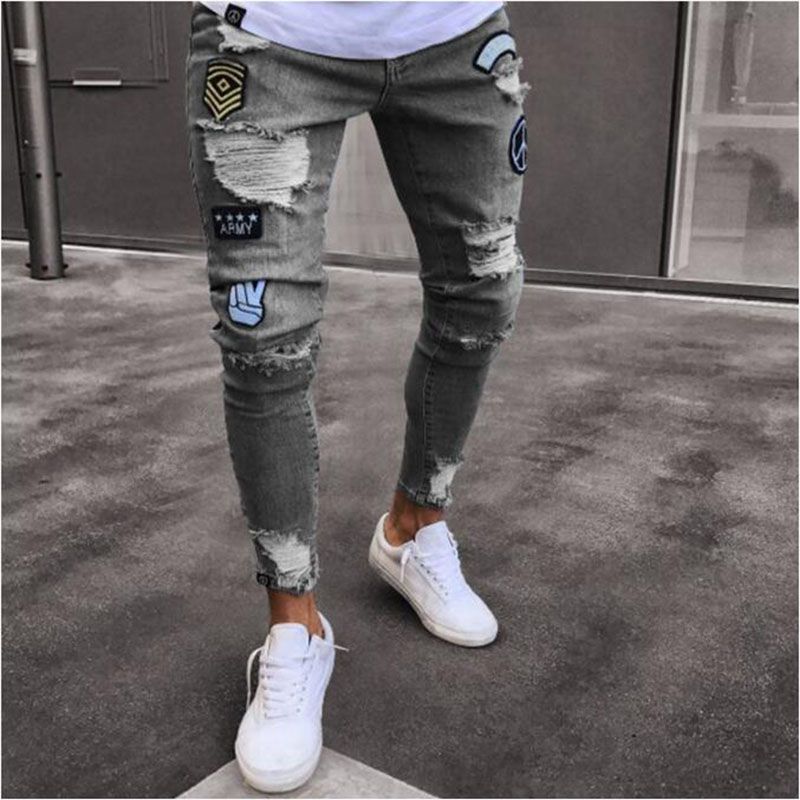 Compra Casual Pantalones Finos De Verano Denim Agujero Vaqueros Bordados  Hombres Delgados Pantalones NUEVO 2020 Hombres Clásicos Vaqueros De Hombre  Joven Negro Azul Barato | Entrega Rápida Y Calidad | Es.Dhgate
