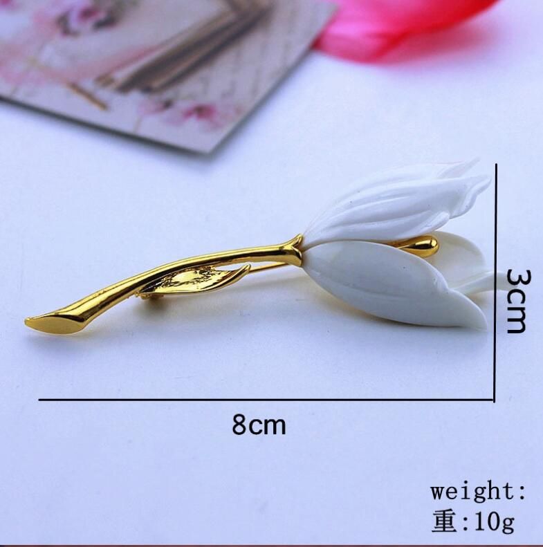 Wicemoon 1pcs Moda Mujer Joyas Tulip Flor Broche Esmalte Insignia Accesorios de Ropa