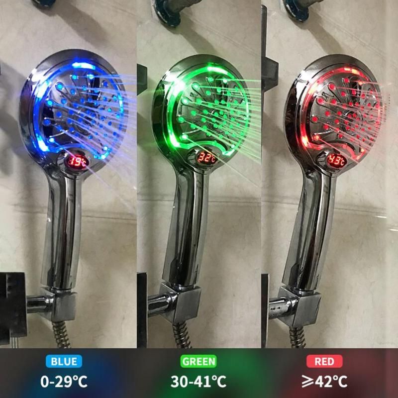2020 Handheld Shower Head Light Digital Temperature Display Bathroom