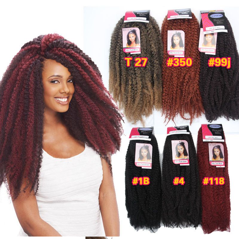 2020 Afro Culry Marley Braids Twist Crochet Braiding Hair Color