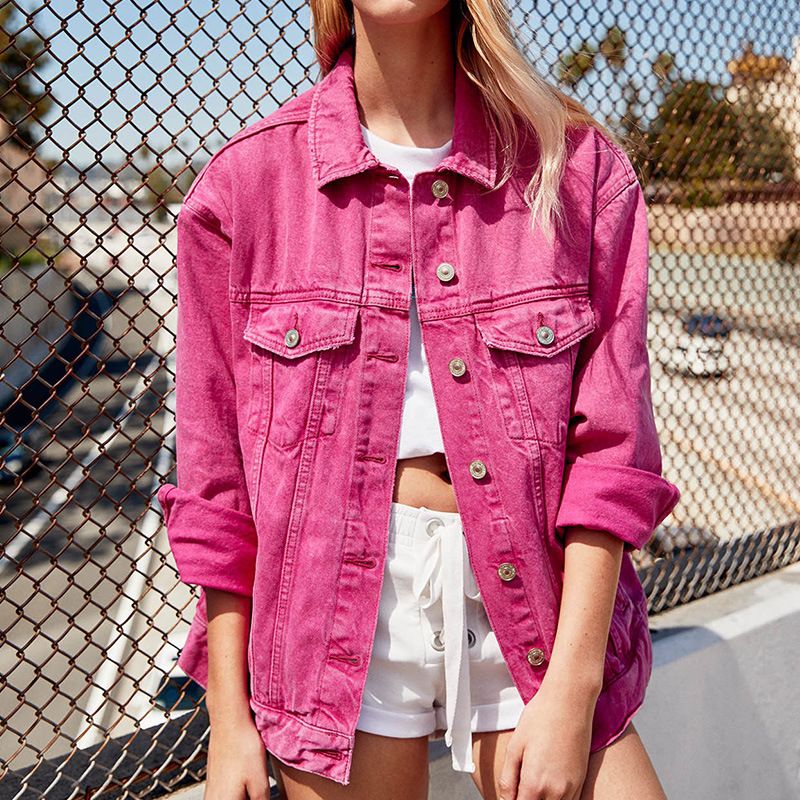 dark pink denim jacket