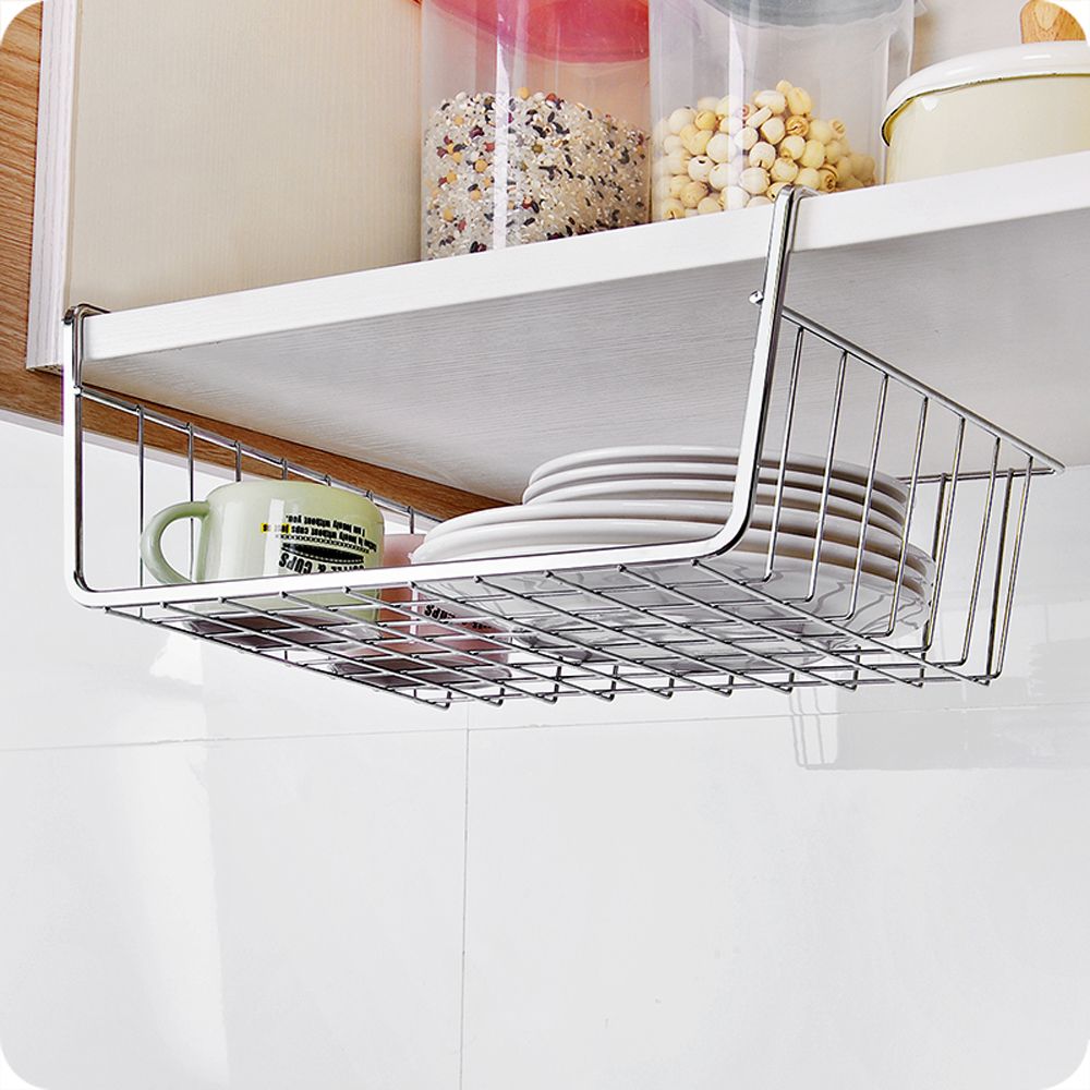 2020 Under Cabinet Hanging Storage Shelf Wire Basket Organizer Rack For