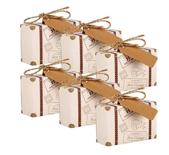 Scatole regalo piccole da 50 pezzi confezione regalo di caramelle Kraft con corda di canapa per feste di compleanno e matrimoni 2x2x2 pollici