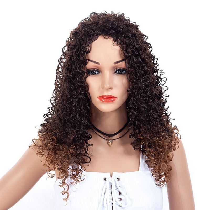 Zhifan Ombre Long Kinky Curly Hair Wig Synthetic High Temperature