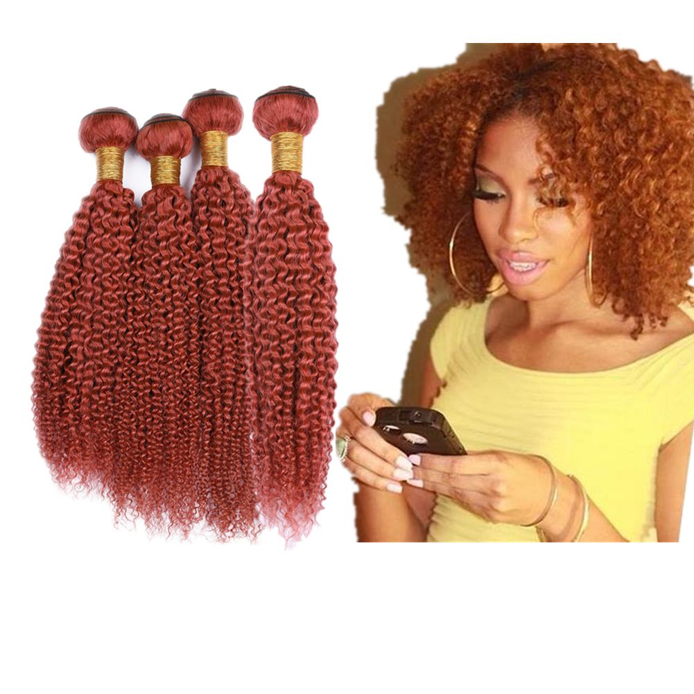 Beauty Orangw Color Virgin Hair 4bundles Kinky Curly Hair Weaves
