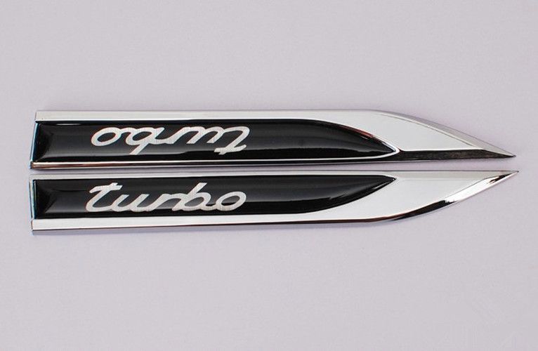 Left/Right 3D Metal Turbo Logo Car Auto Body Fender Emblem Badge Decal Sticker