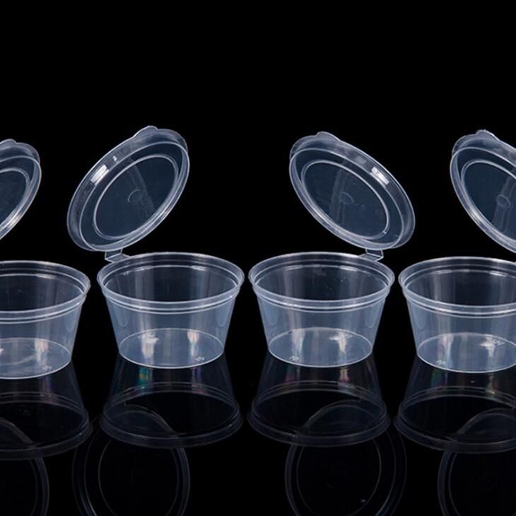 50pcs Disposable Takeaway Sauce Cup Clear Plastic Containers Food Box with  Hinged Lids Reusable Plastic Cups Pigment Paint Box