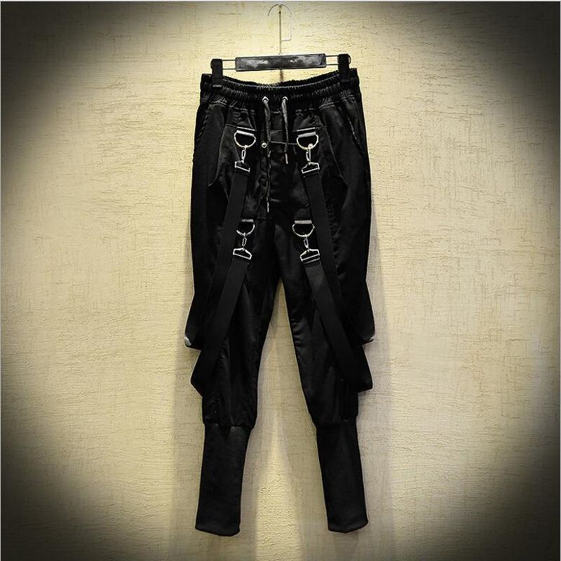 mens black slim cargo pants