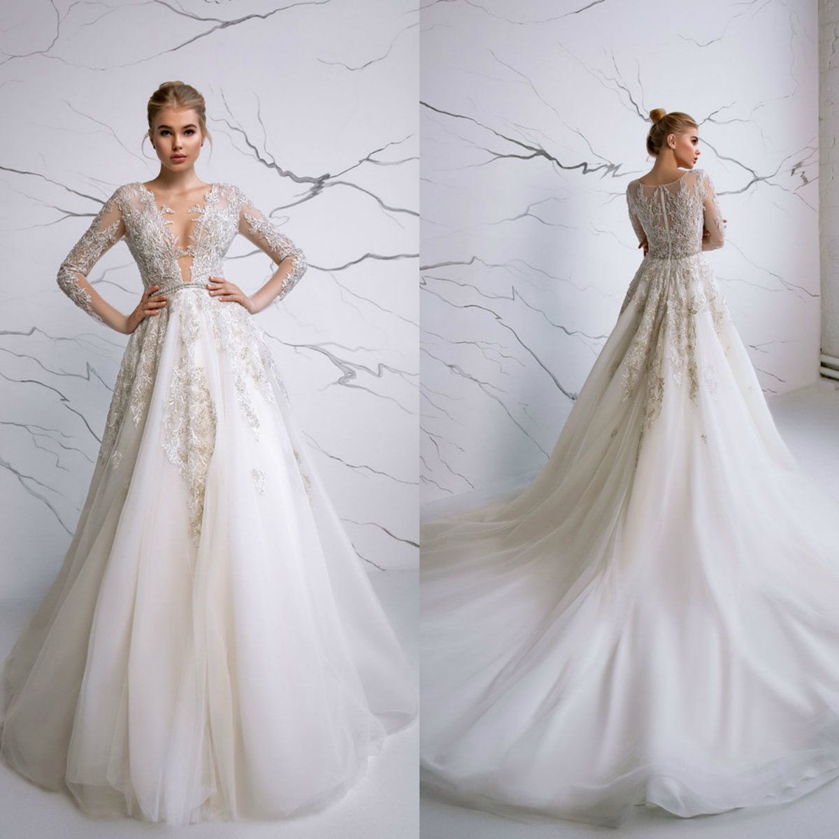 Discount Eva Lendel 2020 Long Sleeve Wedding Dresses V Neck Vestido De ...