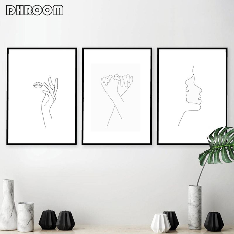 2020 Sketch Wall Art Line Drawing Print Minimalist Simple Fashion Canvas Poster Black White Painting Love Quote Wall Picture Decor From Designerwallet1 1 79 Dhgate Com
