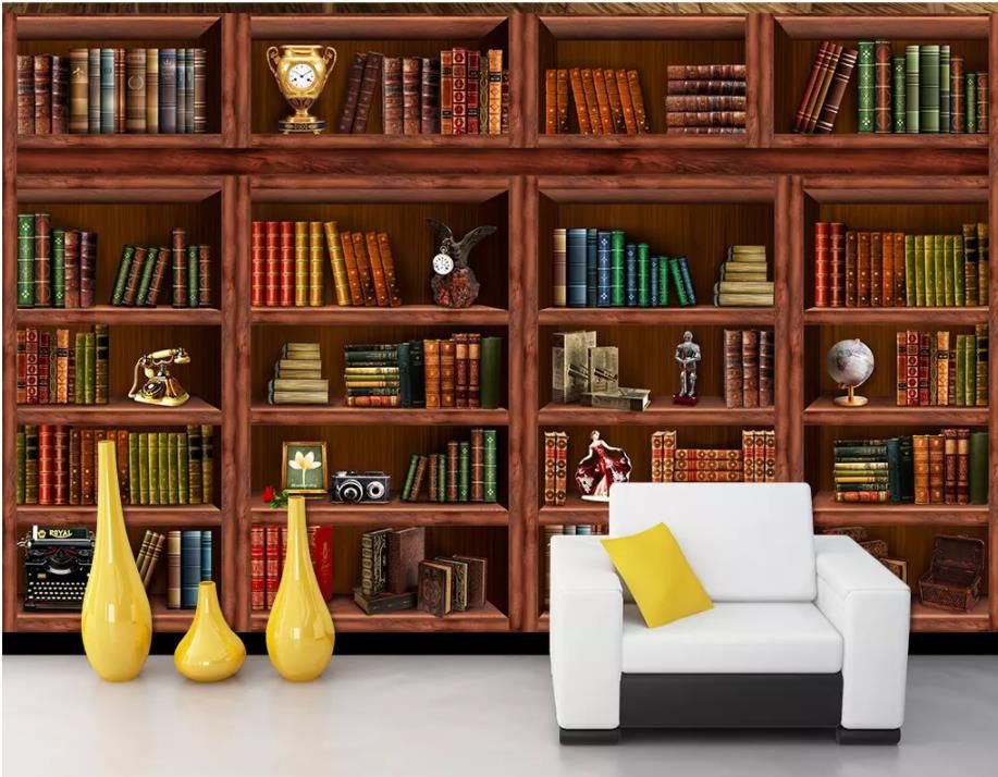 Обои под книжный шкаф - 84 фото