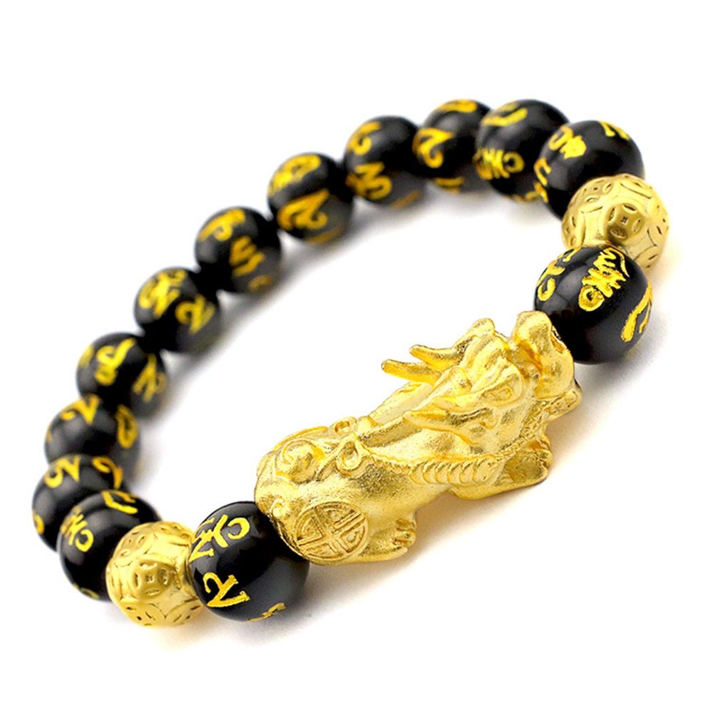 2019 black stone obsidian lucky bracelet with pixiu design classic men bracelet thick heavy wrist link chain gift from blingfashion 22 34 lucky design for man
