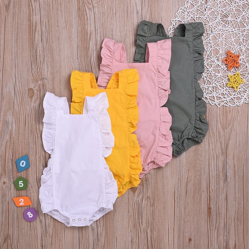 Compra Ropa Para Bebés Niñas Sólidos Mamelucos Para Niñas Mamelucos De Lino  De Algodón Monos Recién Nacidos Sin Mangas Monos Para Niños Ropa Para Bebés  Boutique DW4196 Barato | Entrega Rápida Y