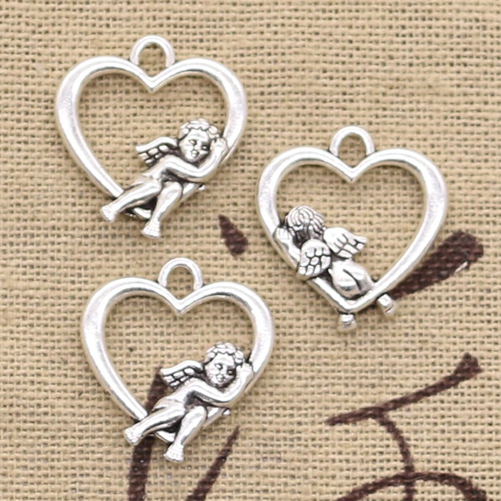 Wholesale 12pcs Tibet silver Love Heart Charm Pendant beads Jewelry Making DIY — Wholesale 12pcs Tibet silver Love Heart Charm Pendant beads Jewelry Making DIY —