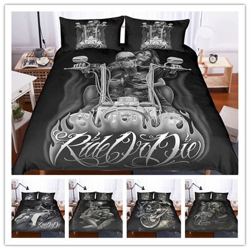 2020 2019 New Punk Printed Beauty Skull Knight Duvet Cover Set