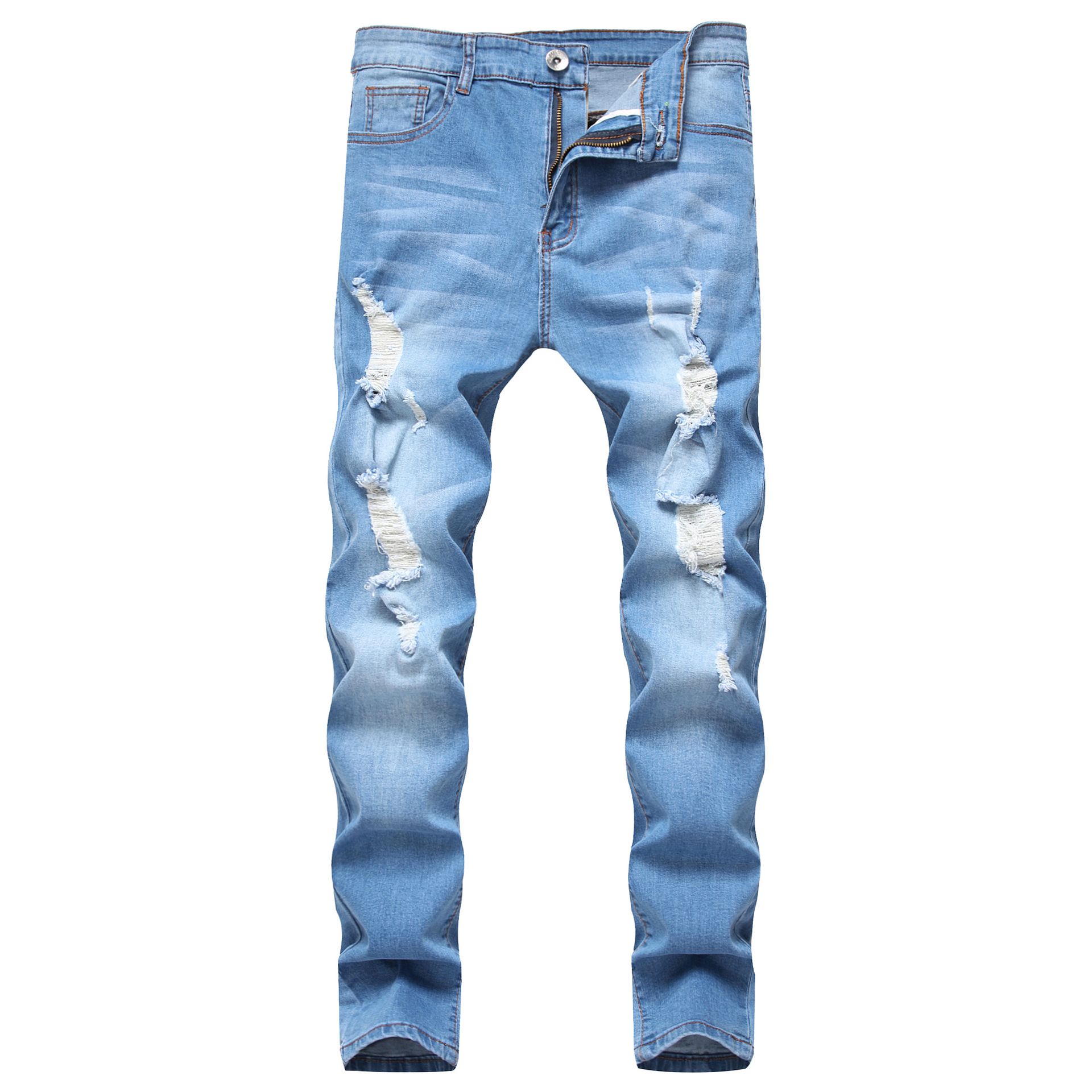 Compra es Para Hombre De Los Pantalones Vaqueros De Mezclilla Rasgado Slim  Fit Jeans Side Rayadas Hombre Flaco Lápiz De Los Pantalones Los Pantalones  Ocasionales Con Cremalleras Envío Barato | Entrega Rápida