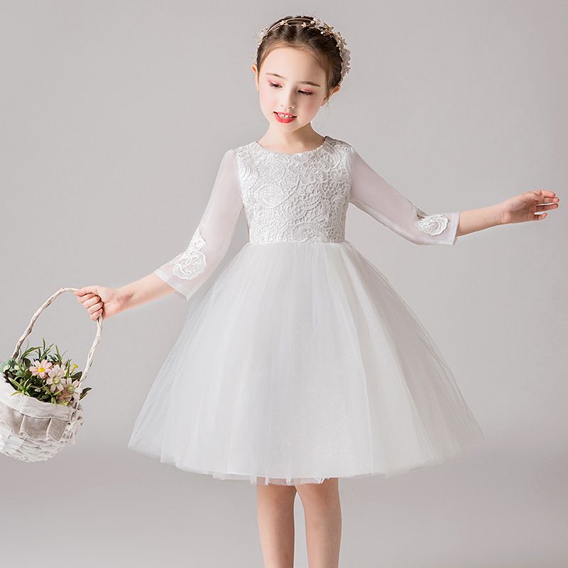 girls white lace dress