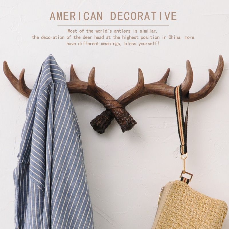 Novelty Wildlife Deer Antlers Rack Decorative Wall Hook Hanger