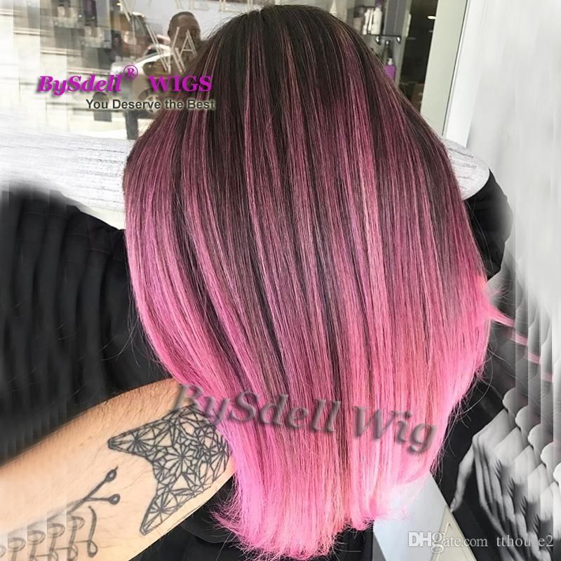 New Mermaid Highlight color wig Synthetic Wigs Online Black Roots Ombre Pink Hair Colour Neat Bang fringe style wigs for Black White Women New Mermaid Highlight color wig Synthetic Wigs Online Black Roots Ombre Pink Hair Colour Neat Bang fringe style wigs for Black White Women