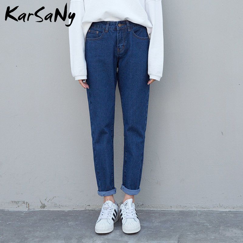 Compra Jeans De Mujer Karsany Harem Con Pantalones De Algodón De Cintura  Alta Pantalones Sueltos Para Mujeres Gray Vintage Boyfriend Jean 2021  Barato | Entrega Rápida Y Calidad | Es.Dhgate