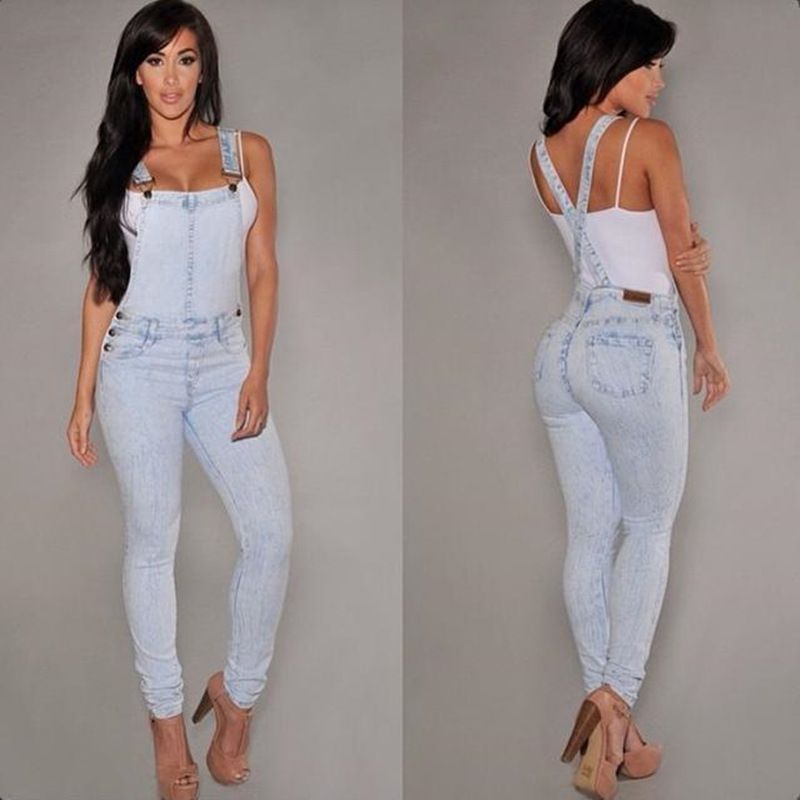 denim suspender jumpsuit