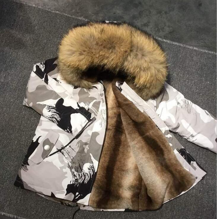 brown coat with white fur lining