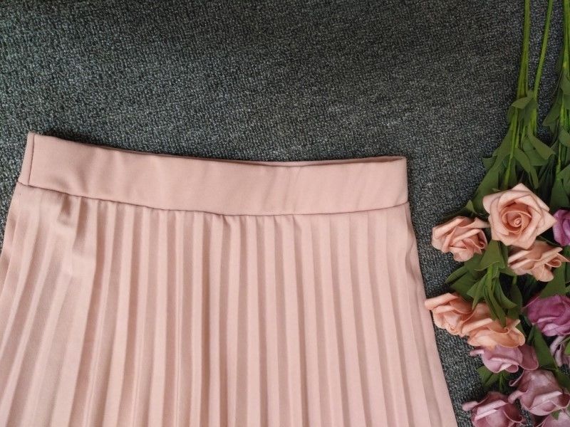 2018 de la arruga de la gasa de las mujeres faldas de la muchacha del resorte de la cintura de la falda del doblez delgado largo plisado Departamento verano Descargar J190619