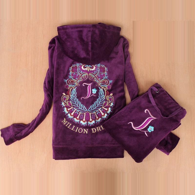 purple velvet tracksuit