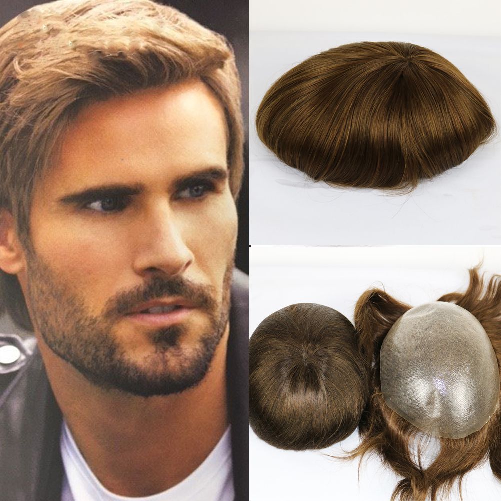 2020 Paff Thin Skin Men Toupee Strong Knot Hair Replacement