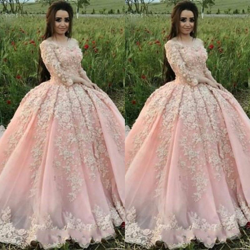 New Sweet 16 Pink Quinceanera Dresses 2019 Ball Gown Off Shoulder Appliques  Petal Flowers Prom Dress Prom Evening Gowns vestido de 15 anos