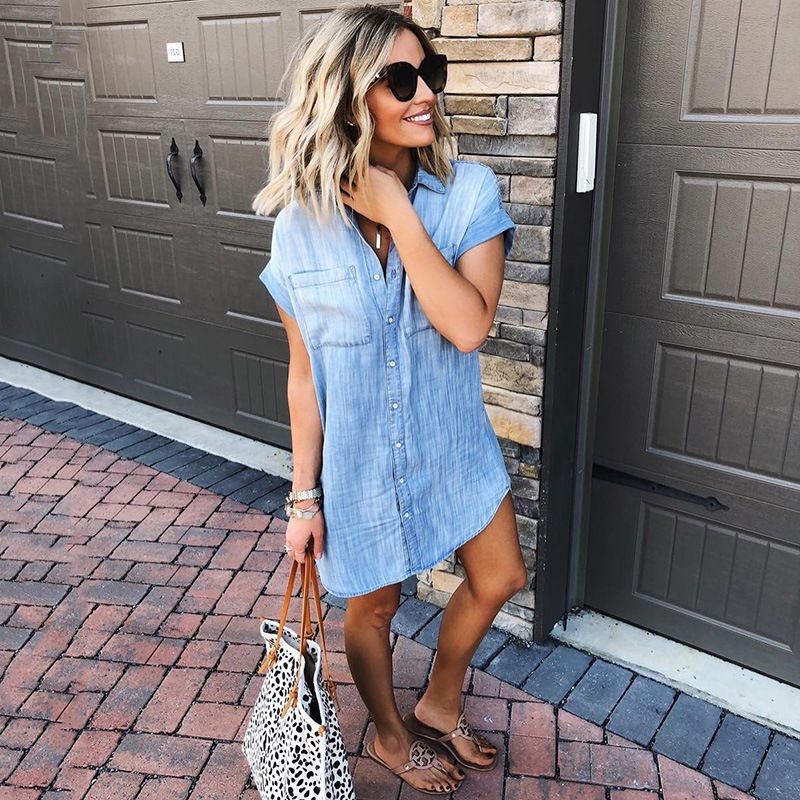 women's denim midi dress
