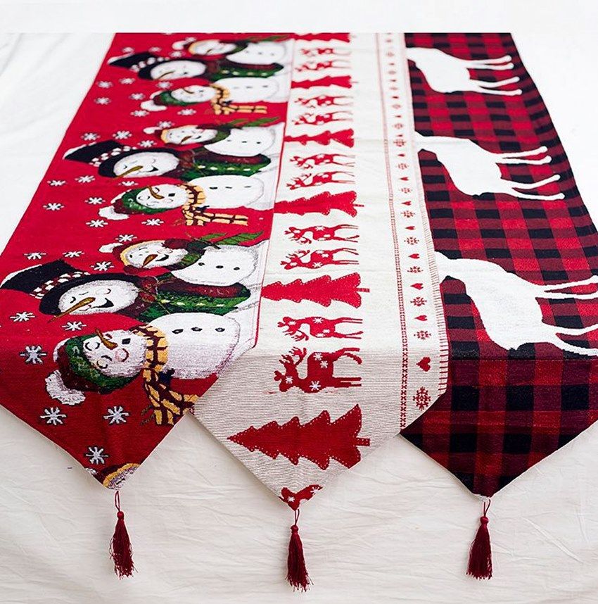 Amazing Xmas Tablecloths Table Runners with Candle Bells Santa Claus Square New