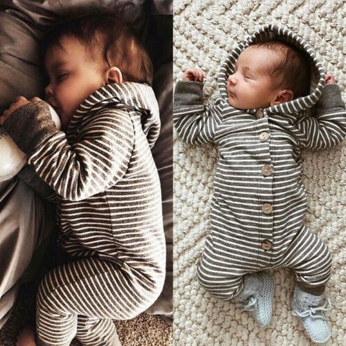 2020 Striped Baby Newborn Boy Girl Romper Hooded Jumpsuit Bodysuit Kid Cotton Clothes From Gl8888 4 44 Dhgate Com
