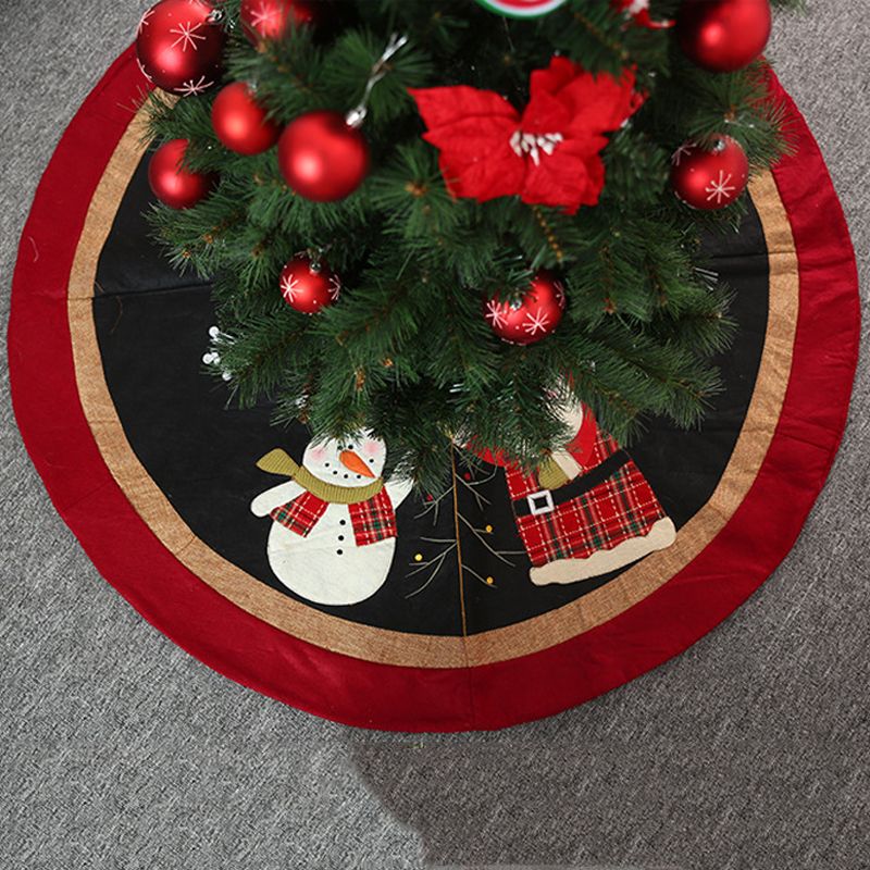 47inch Christmas Tree Skirt Santa Claus Snowman Print Christmas Tree