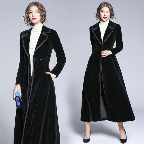 Compra Terciopelo Negro Chaqueta Rompevientos De Mujer Abrigo Largo De  Viento Ropa Femenina Elegante Gabardina Para Mujer Impermeable Casaco  Feminino Barato | Entrega Rápida Y Calidad | Es.Dhgate