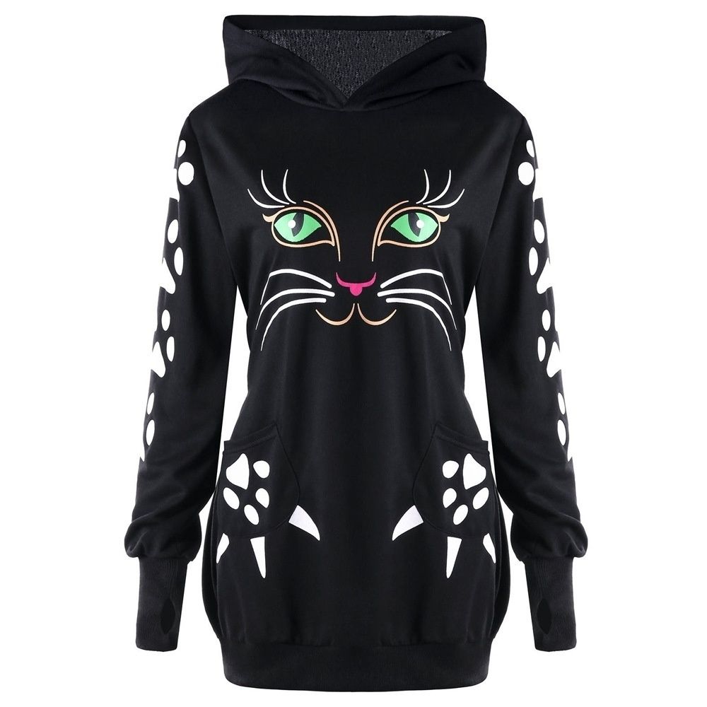 Frieed Womens Long Sleeve Plain Plus Size Loose Pullover Hooded Sweatshirts